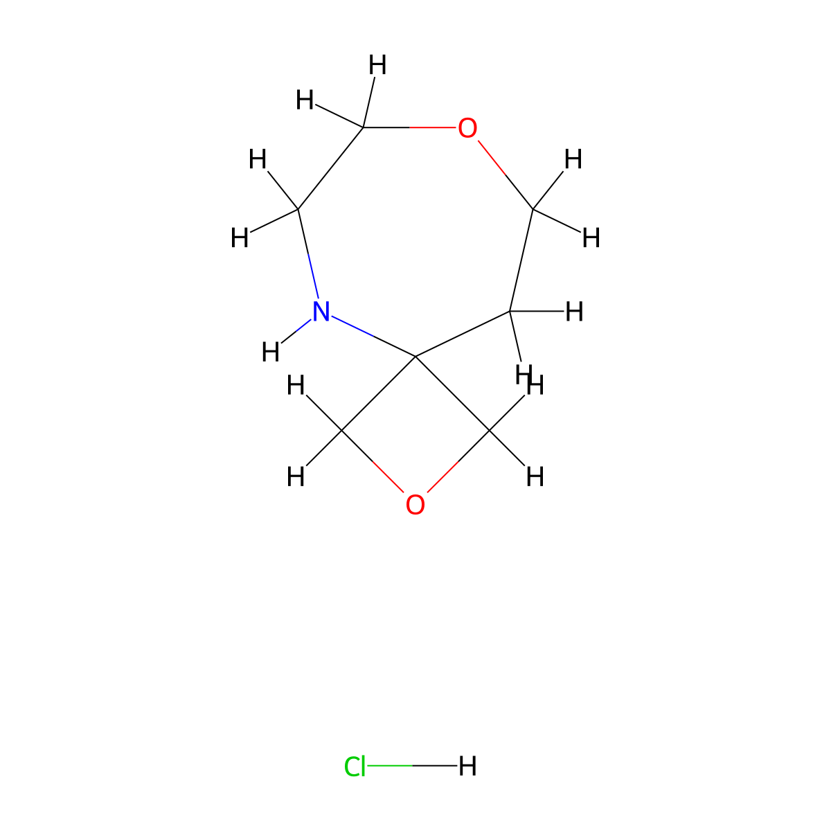 2,8-Dioxa-5-azaspiro(3.6)decane hydrochloride molecular structure, CAS 2344685-57-8