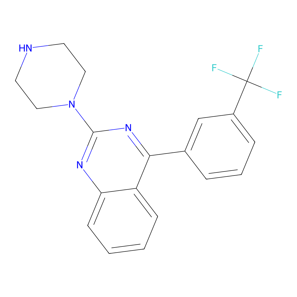 2-(Piperazin-1-yl)-4-[3-(trifluoromethyl)phenyl]quinazoline molecular structure, CAS 2344685-59-0