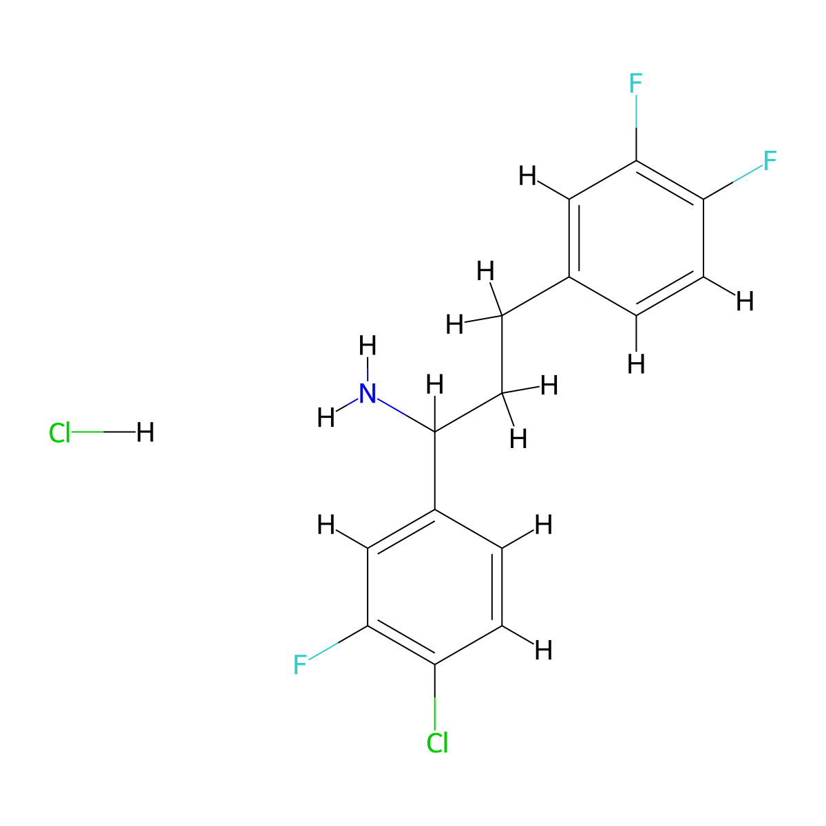 1-(4-Chloro-3-fluorophenyl)-3-(3,4-difluorophenyl)propan-1-aminehydrochloride molecular structure, CAS 2344685-68-1