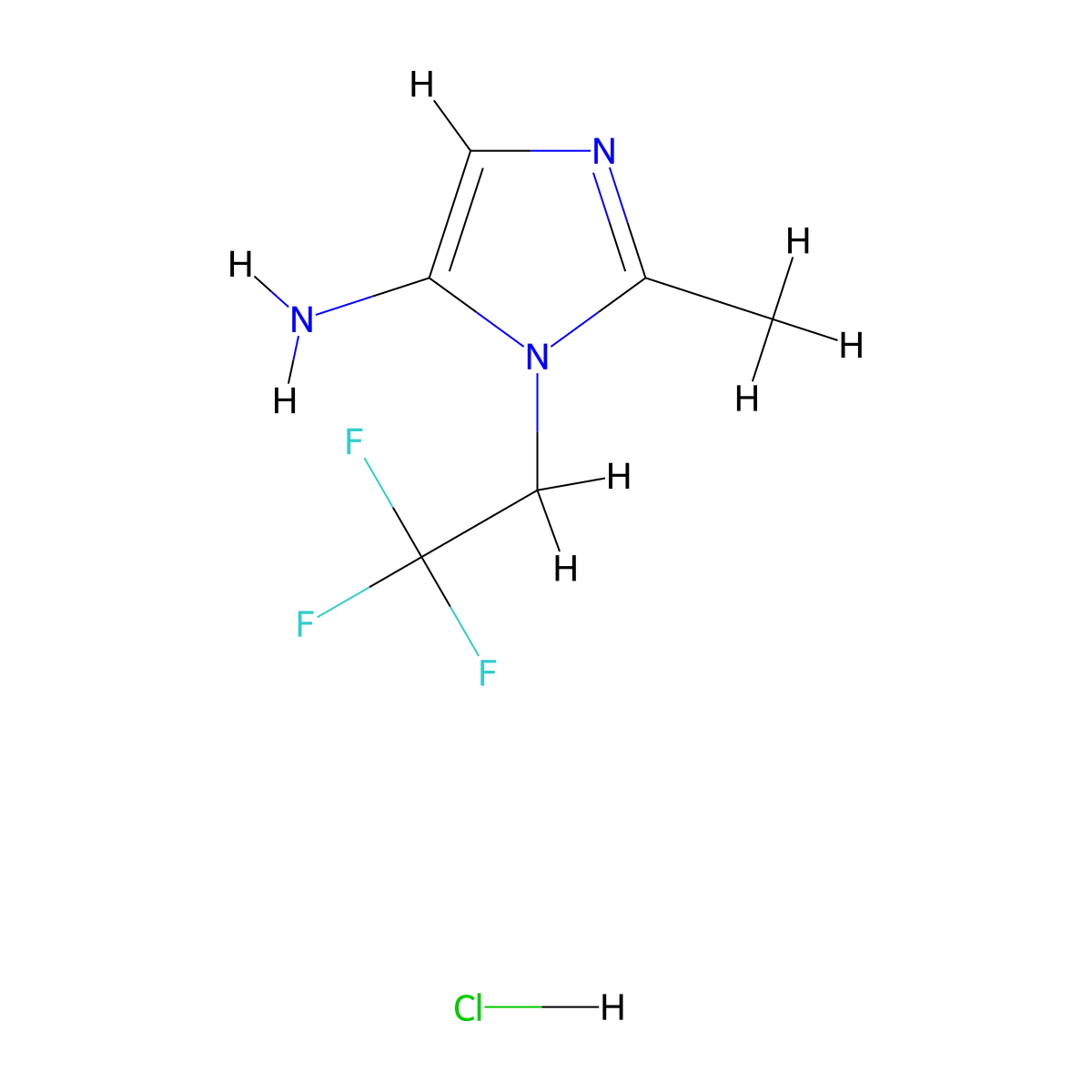 2-methyl-1-(2,2,2-trifluoroethyl)-1H-imidazol-5-amine hydrochloride molecular structure, CAS 2344685-71-6