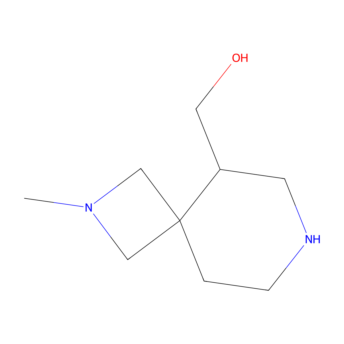 (2-Methyl-2,7-diazaspiro(3.5)nonan-5-yl)methanol molecular structure, CAS 2344685-74-9