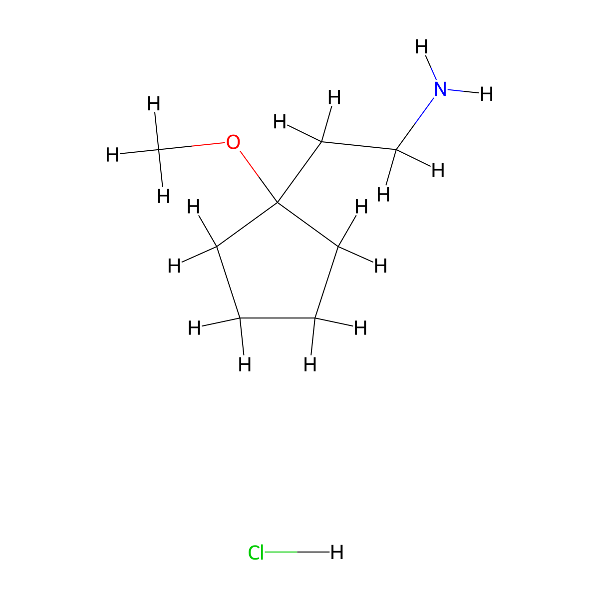 2-(1-Methoxycyclopentyl)ethan-1-amine hydrochloride molecular structure, CAS 2344685-77-2