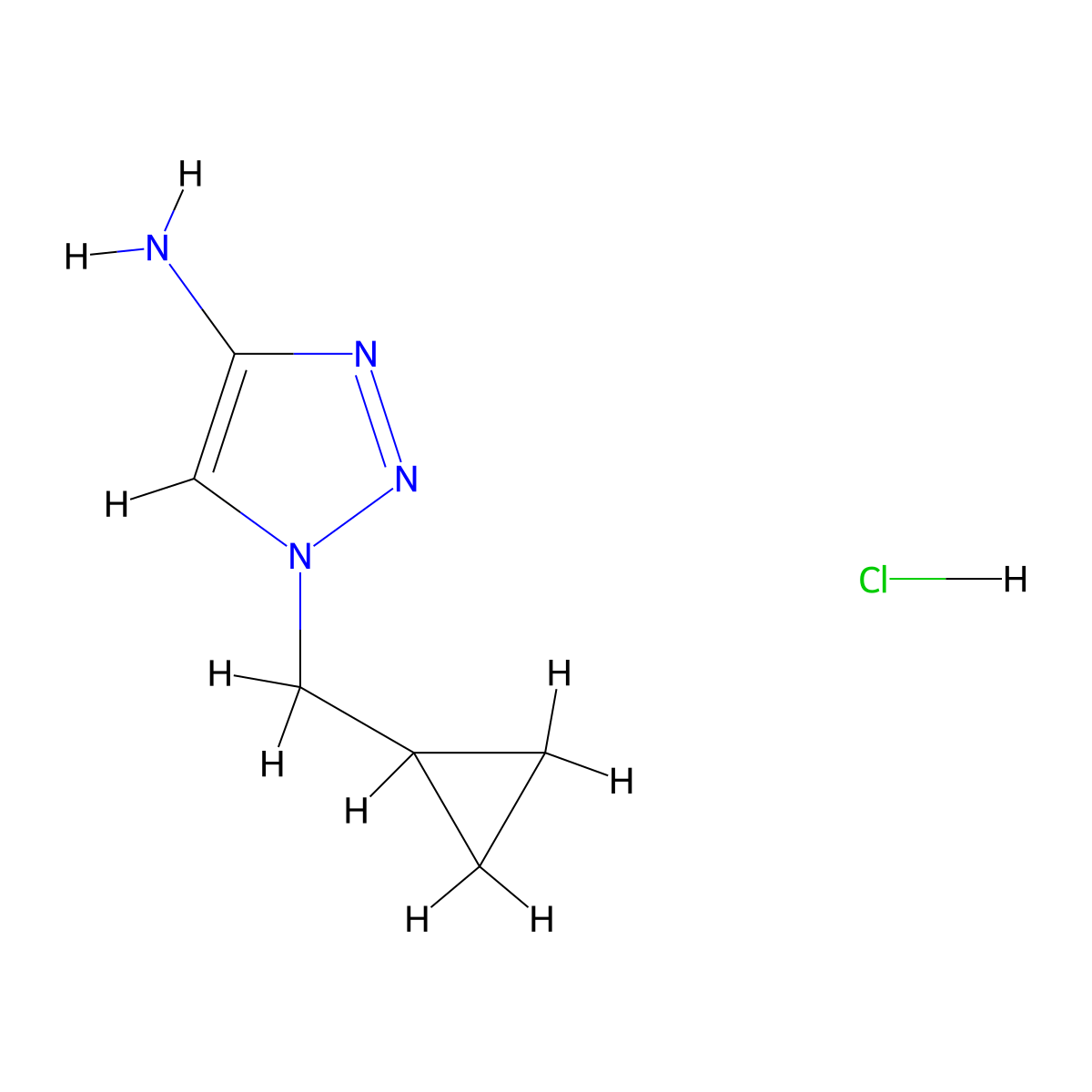 1-(cyclopropylmethyl)-1H-1,2,3-triazol-4-amine hydrochloride molecular structure, CAS 2344685-78-3