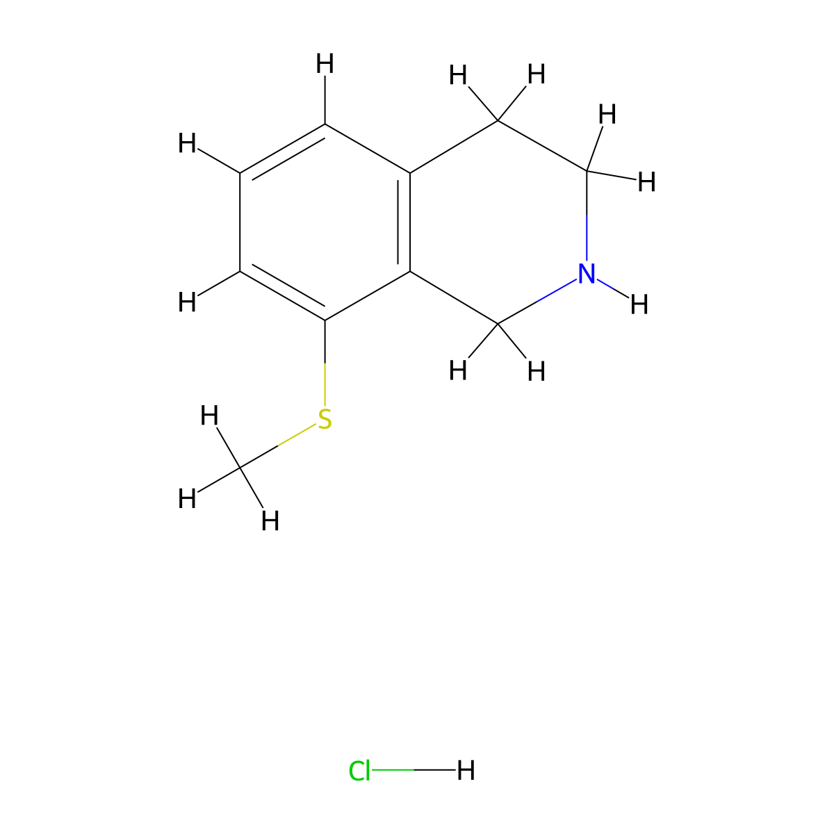 8-(Methylsulfanyl)-1,2,3,4-tetrahydroisoquinoline hydrochloride molecular structure, CAS 2344685-83-0