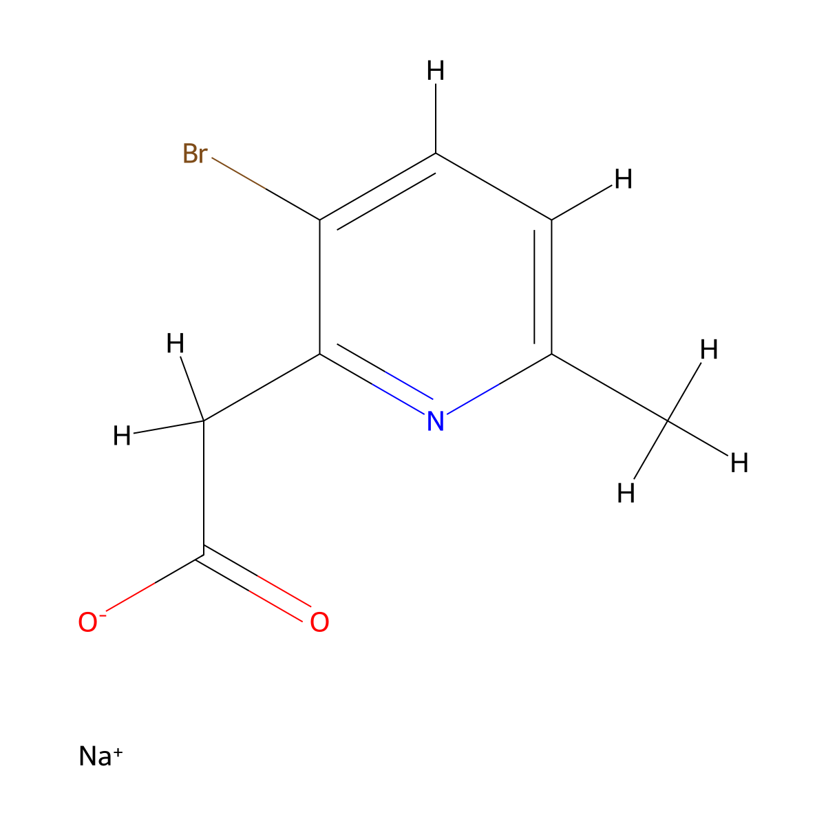Sodium2-(3-bromo-6-methylpyridin-2-yl)acetate molecular structure, CAS 2344685-86-3