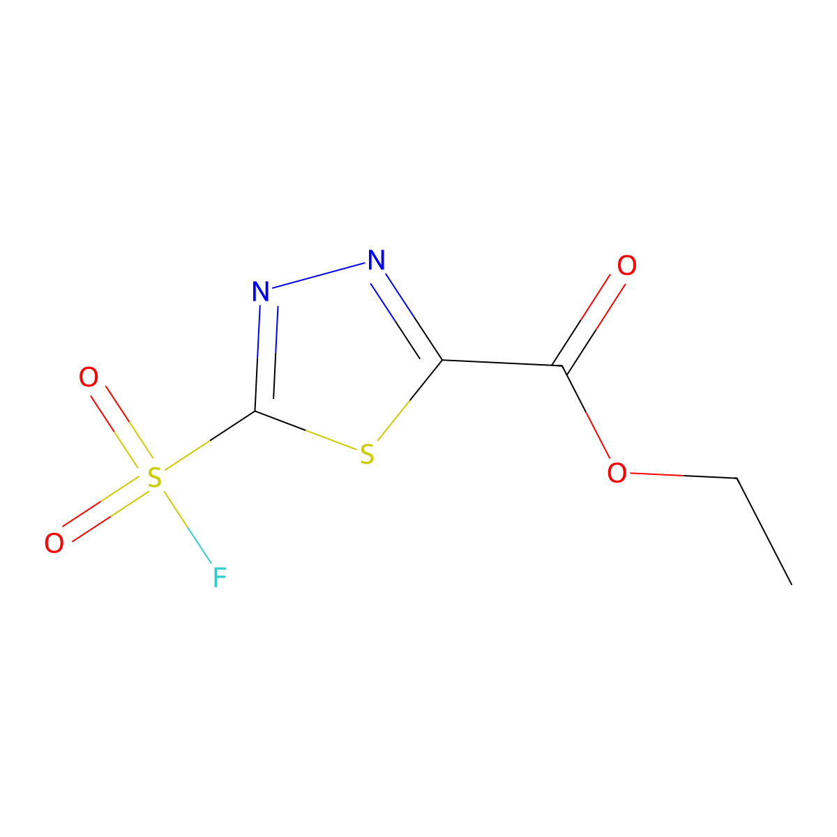 Ethyl 5-(fluorosulfonyl)-1,3,4-thiadiazole-2-carboxylate molecular structure, CAS 2344685-93-2