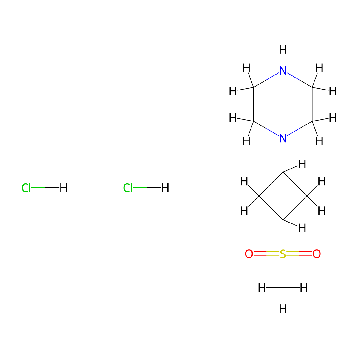 1-(3-Methanesulfonylcyclobutyl)piperazinedihydrochloride molecular structure, CAS 2344685-94-3