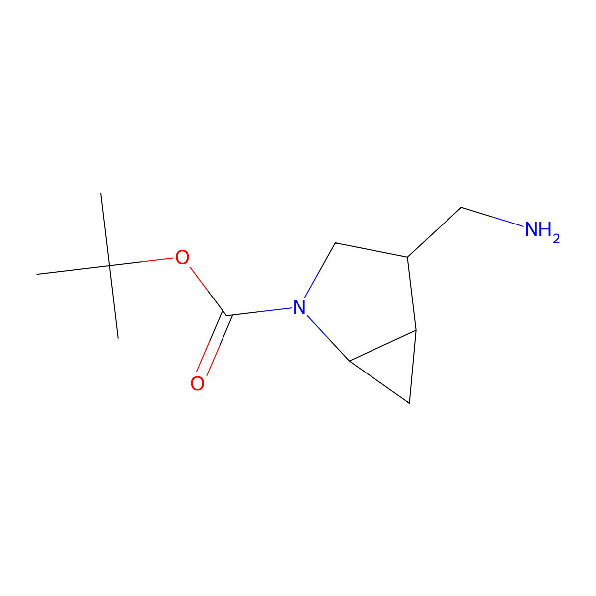 Tert-butyl 4-(aminomethyl)-2-azabicyclo[3.1.0]hexane-2-carboxylate molecular structure, CAS 2344685-96-5