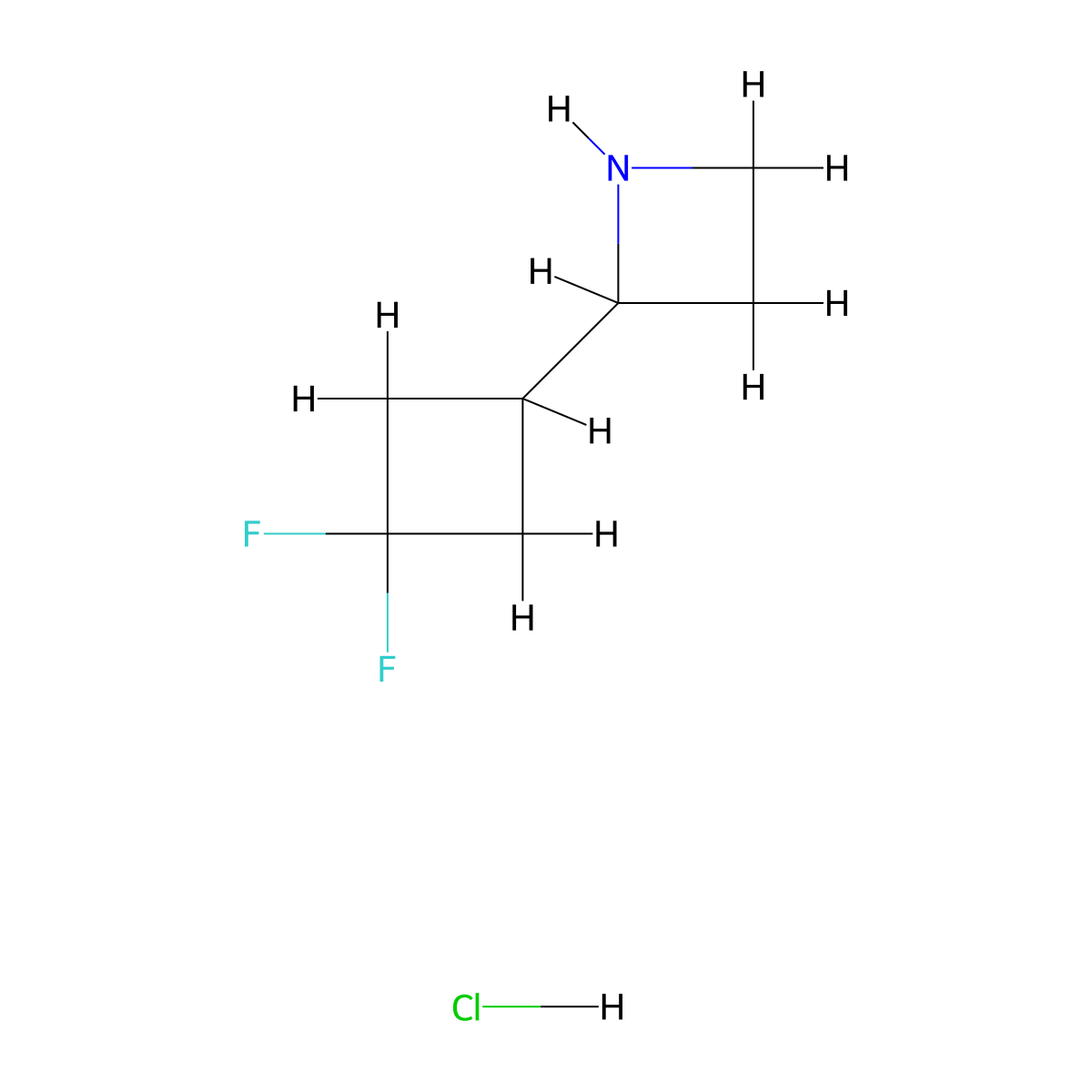 2-(3,3-Difluorocyclobutyl)azetidine hydrochloride molecular structure, CAS 2344686-04-8