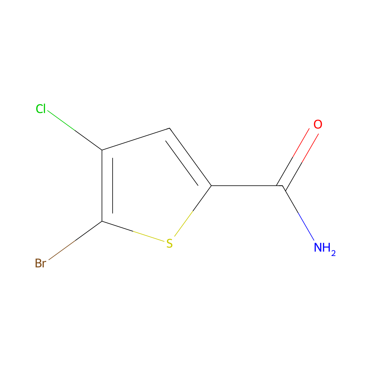5-Bromo-4-chlorothiophene-2-carboxamide molecular structure, CAS 2344686-05-9