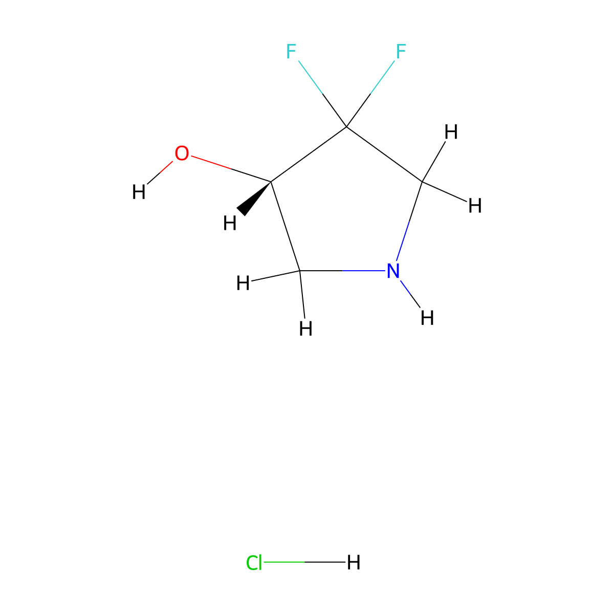 (3S)-4,4-difluoropyrrolidin-3-ol;hydrochloride molecular structure, CAS 2344751-63-7
