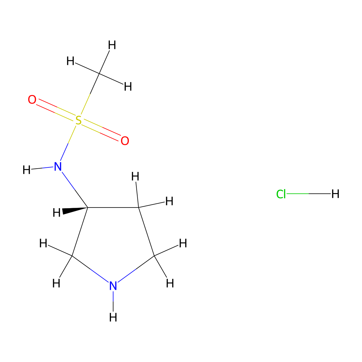 N-((3R)-pyrrolidin-3-yl)methanesulfonamide hydrochloride molecular structure, CAS 2344757-87-3
