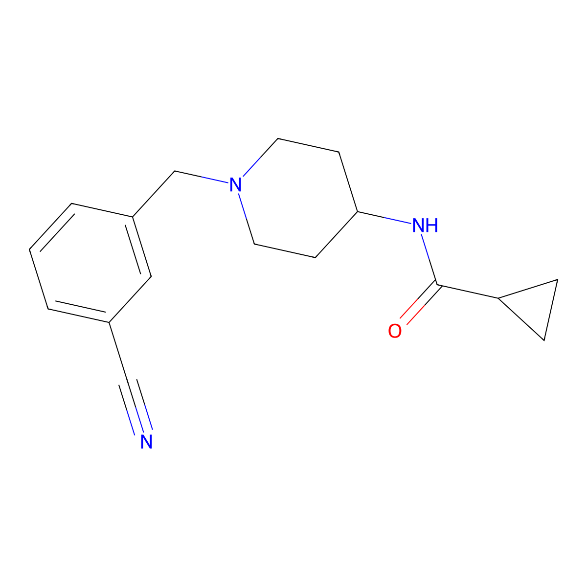 N-{1-[(3-cyanophenyl)methyl]piperidin-4-yl}cyclopropanecarboxamide molecular structure, CAS 2344767-24-2