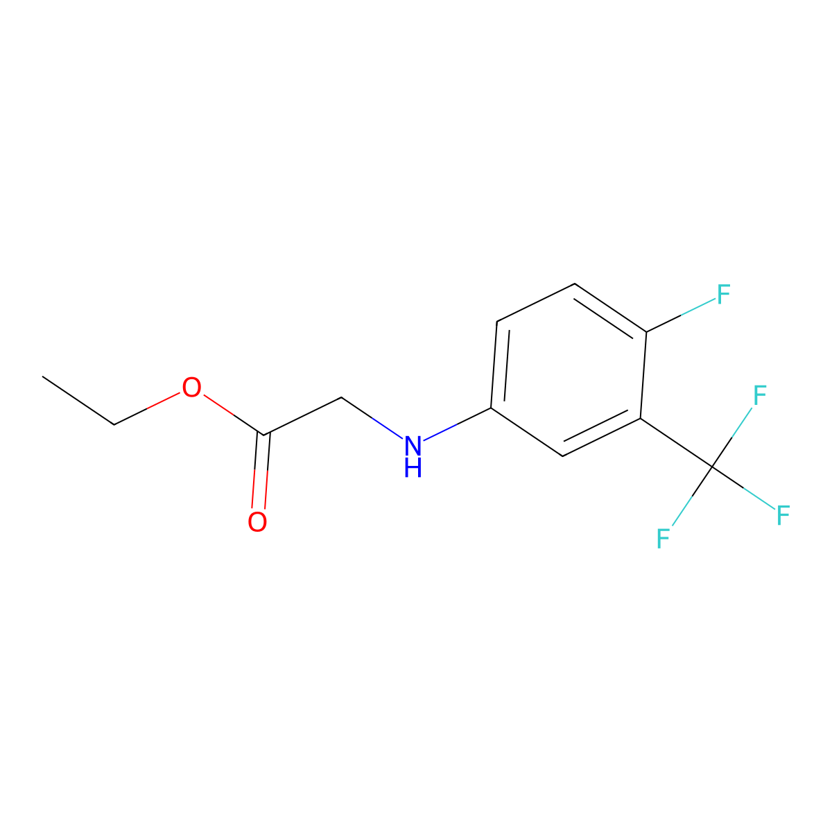 Ethyl 2-([4-fluoro-3-(trifluoromethyl)phenyl]amino)acetate molecular structure, CAS 2345-05-3