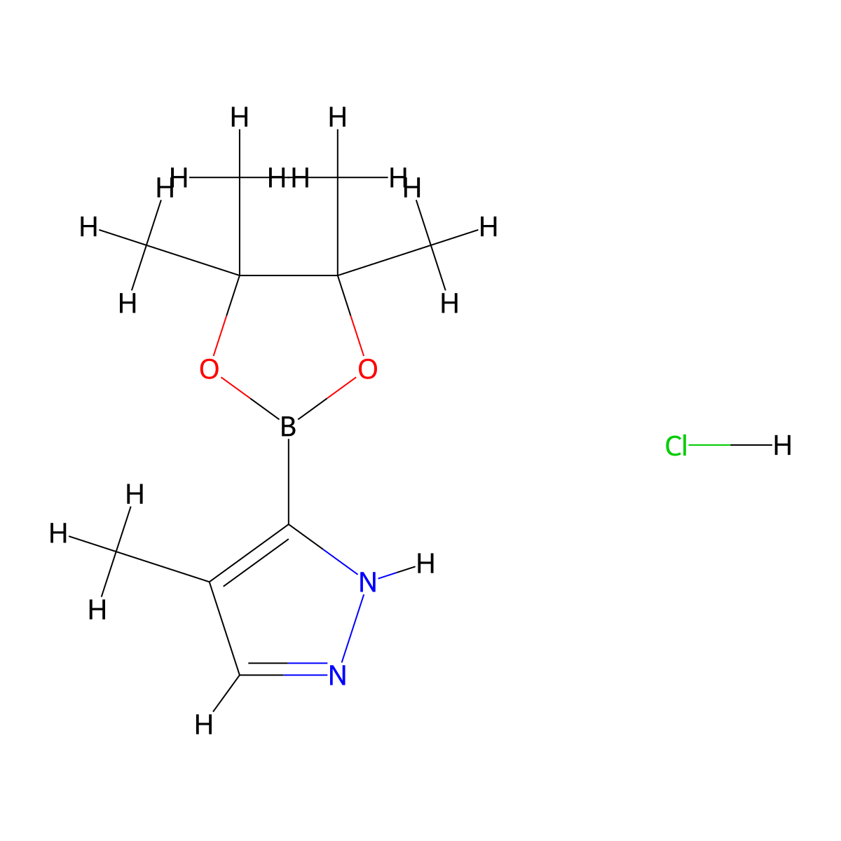 4-Methyl-3-(4,4,5,5-tetramethyl-1,3,2-dioxaborolan-2-yl)-1H-pyrazole hydrochloride molecular structure, CAS 2345598-03-8