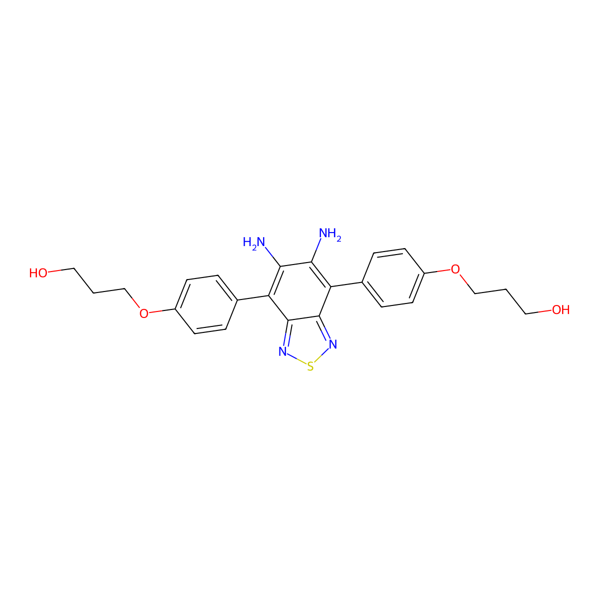 3,3'-(((5,6-Diaminobenzo(c)(1,2,5)thiadiazole-4,7-diyl)bis(4,1-phenylene))bis(oxy))bis(propan-1-ol) molecular structure, CAS 2345630-69-3