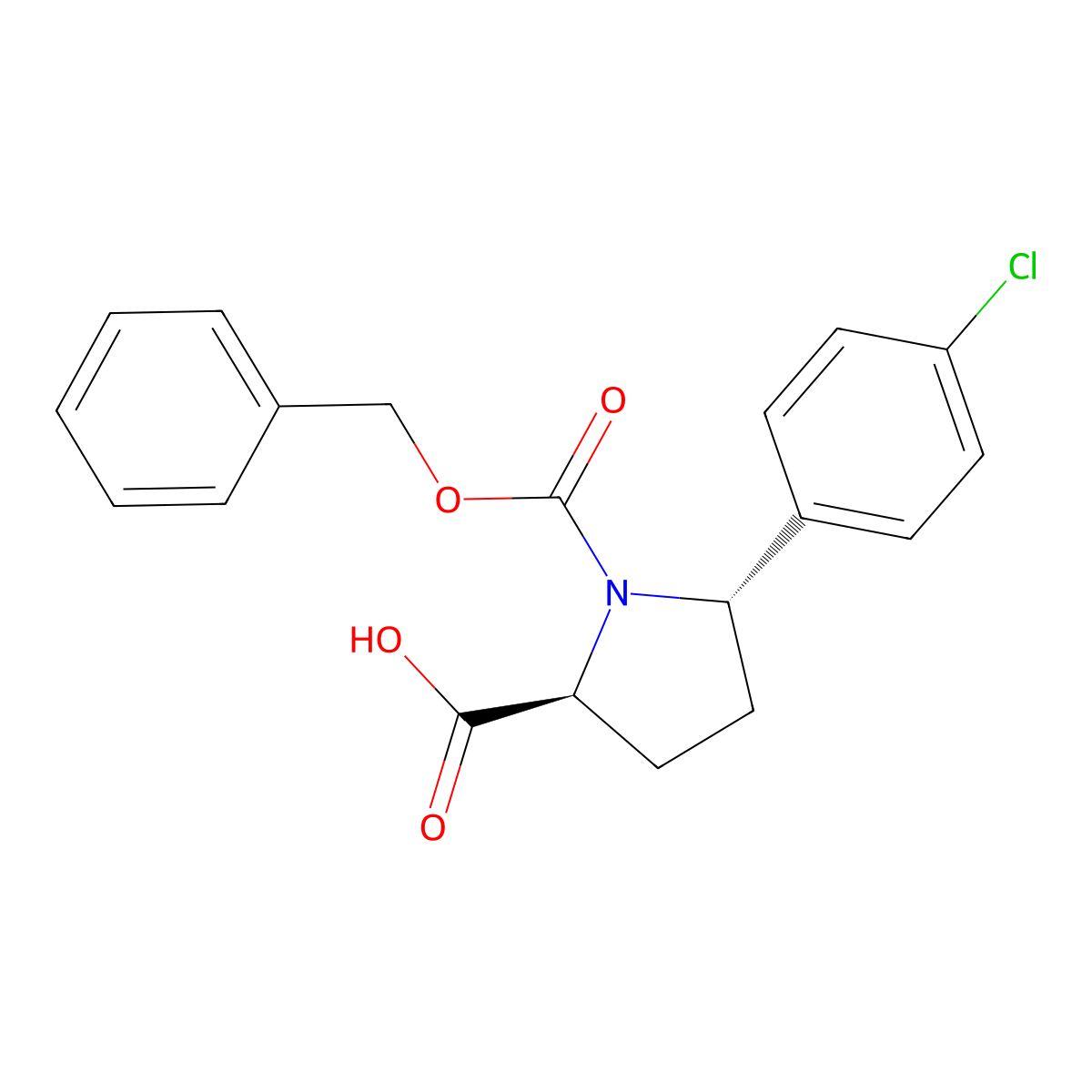 rac-(2R,5R)-1-[(benzyloxy)carbonyl]-5-(4-chlorophenyl)pyrrolidine-2-carboxylic acid molecular structure, CAS 2345677-79-2