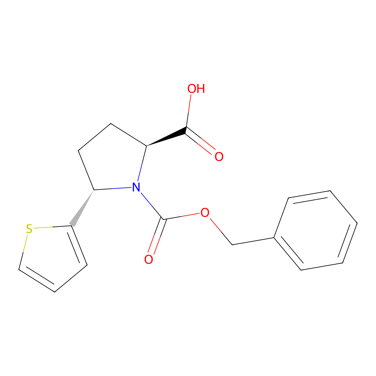 rac-(2R,5R)-1-[(benzyloxy)carbonyl]-5-(thiophen-2-yl)pyrrolidine-2-carboxylic acid molecular structure, CAS 2345678-57-9