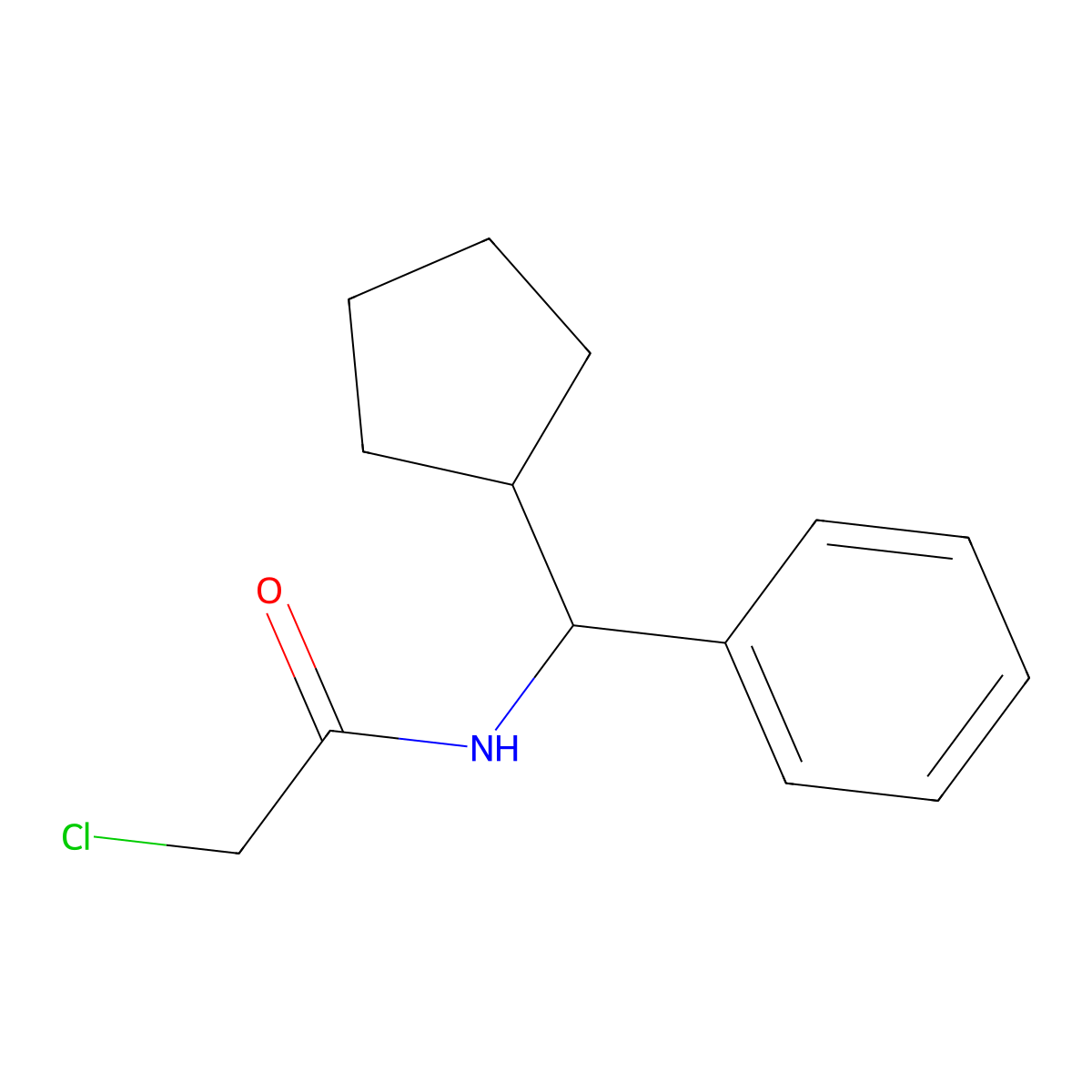 2-chloro-N-[cyclopentyl(phenyl)methyl]acetamide molecular structure, CAS 23459-43-0