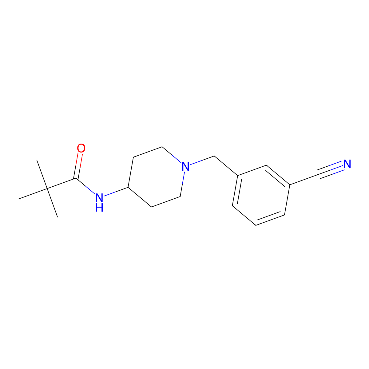 N-{1-[(3-cyanophenyl)methyl]piperidin-4-yl}-2,2-dimethylpropanamide molecular structure, CAS 2345967-84-0