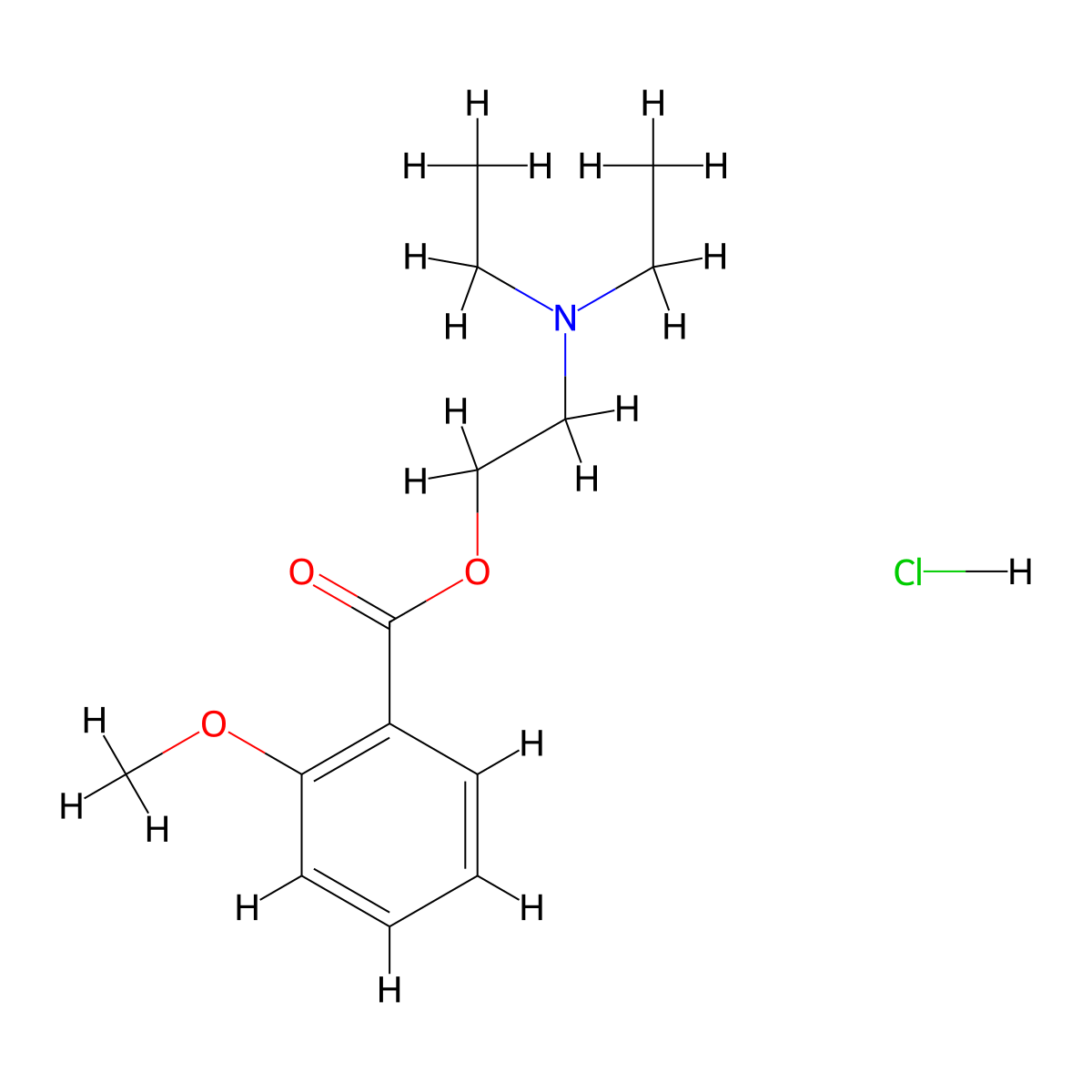 2-(Diethylamino)ethyl 2-methoxybenzoate hydrochloride molecular structure, CAS 2346-11-4