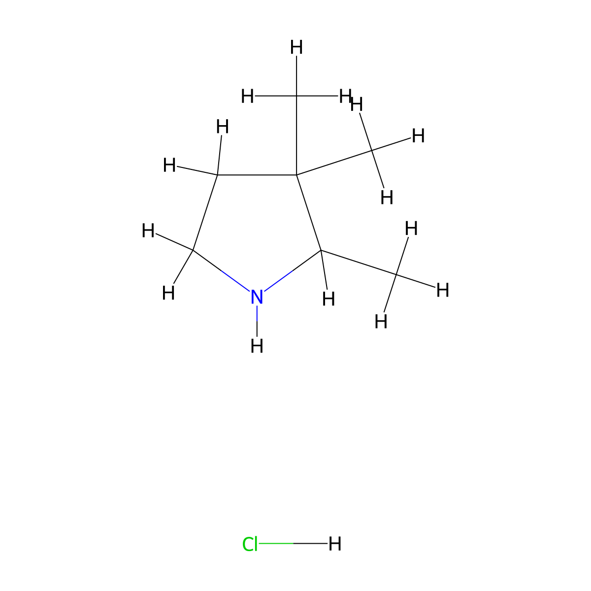 2,3,3-Trimethylpyrrolidine hydrochloride molecular structure, CAS 23461-72-5