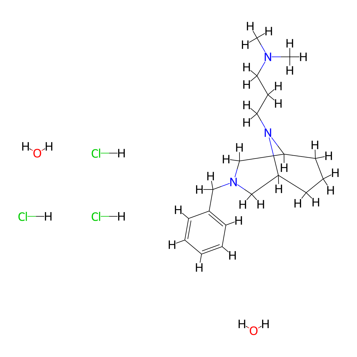 3,9-Diazabicyclo(3.3.1)nonane, 3-benzyl-9-(2-(dimethylamino)propyl)-, hydrochloride, hydrate (1:3:2) molecular structure, CAS 23462-19-3
