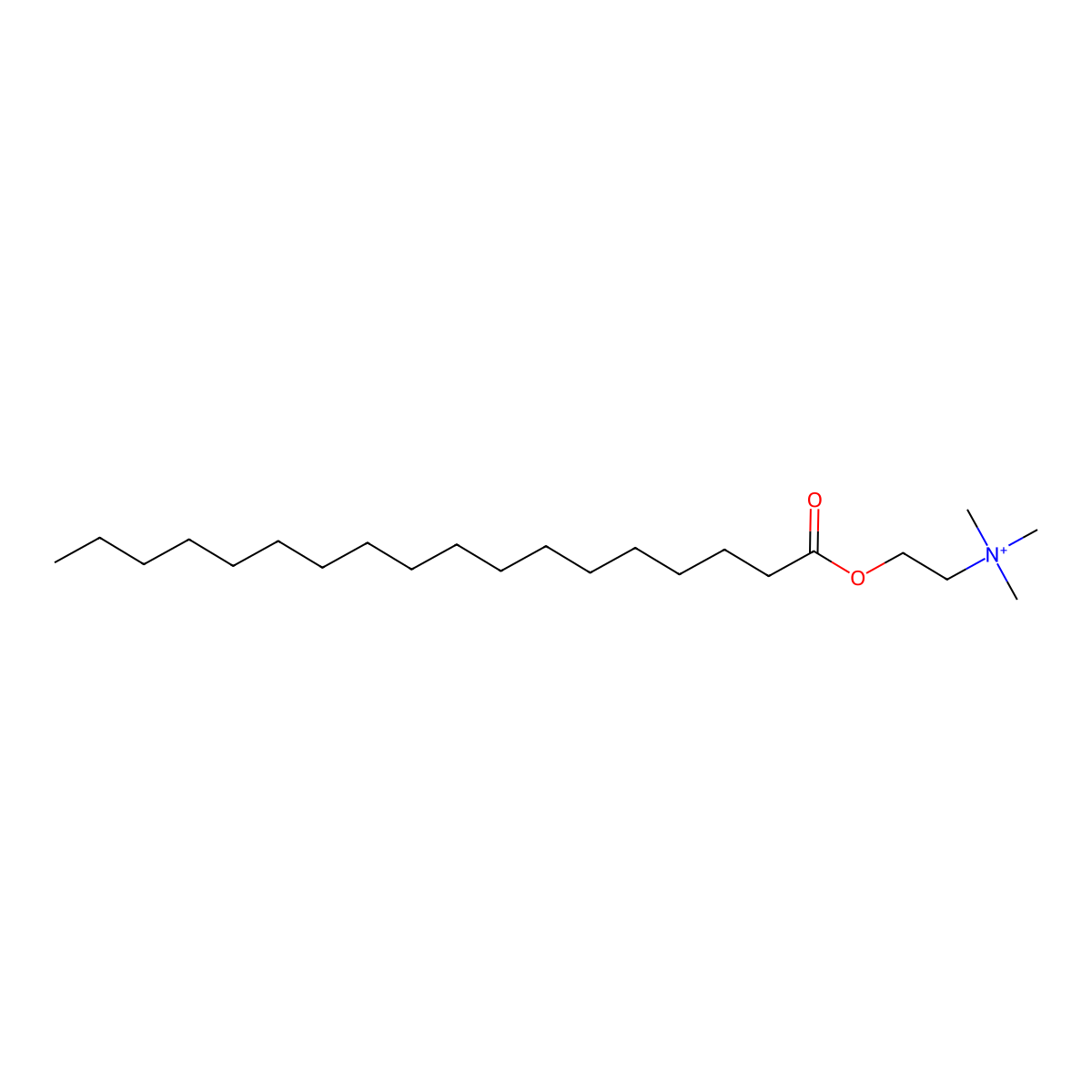 N,N,N-Trimethyl-2-((1-oxooctadecyl)oxy)ethanaminium molecular structure, CAS 23464-76-8