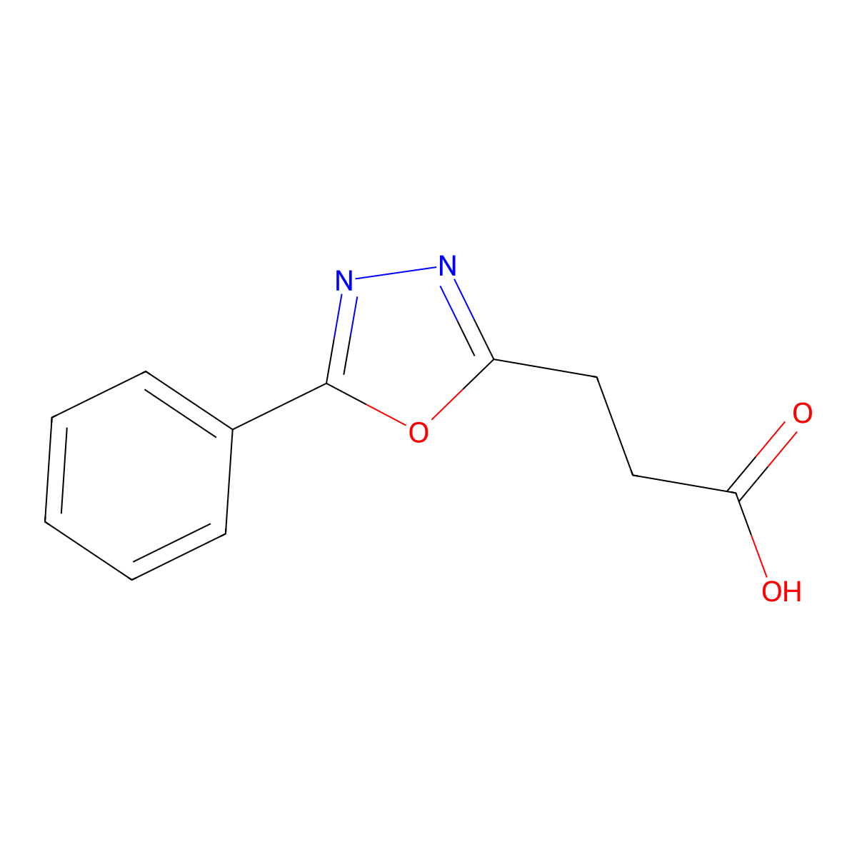 5-Phenyl-1,3,4-oxadiazole-2-propionic acid molecular structure, CAS 23464-98-4