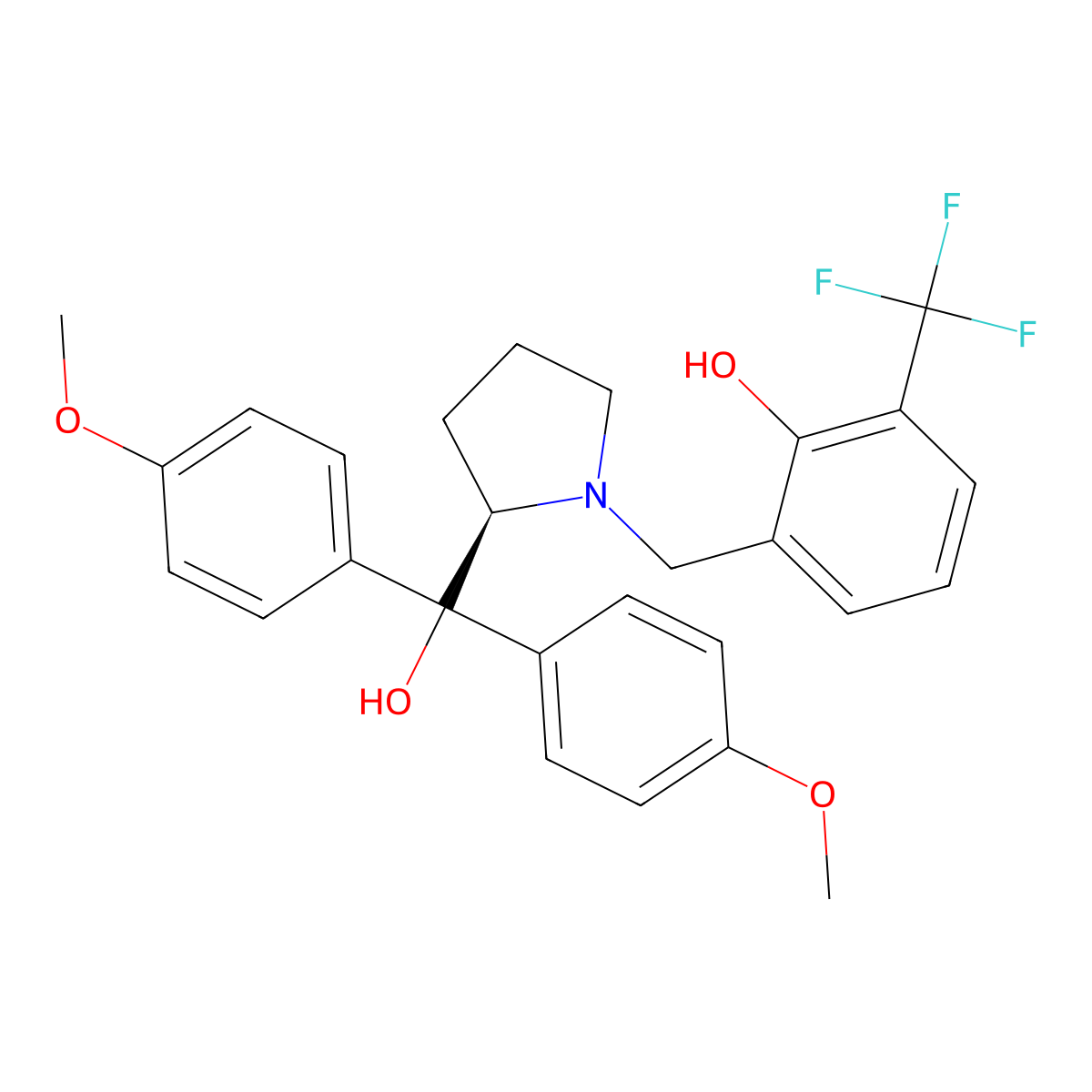 (R)-2-((2-(Hydroxybis(4-methoxyphenyl)methyl)pyrrolidin-1-yl)methyl)-6-(trifluoromethyl)phenol molecular structure, CAS 2346493-92-1