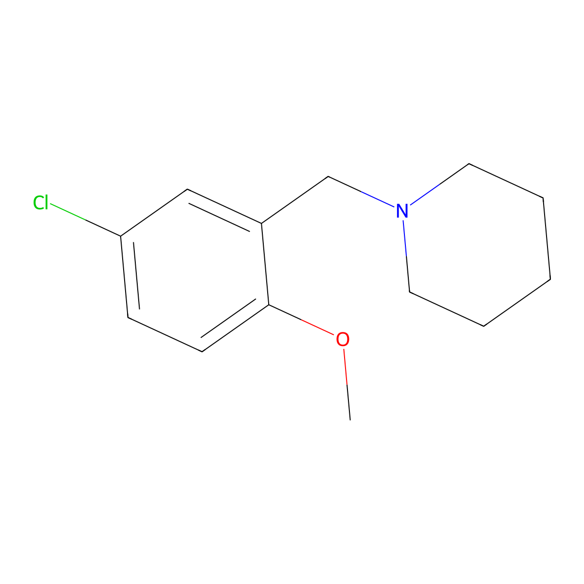 1-[(5-Chloro-2-methoxyphenyl)methyl]piperidine molecular structure, CAS 23466-45-7