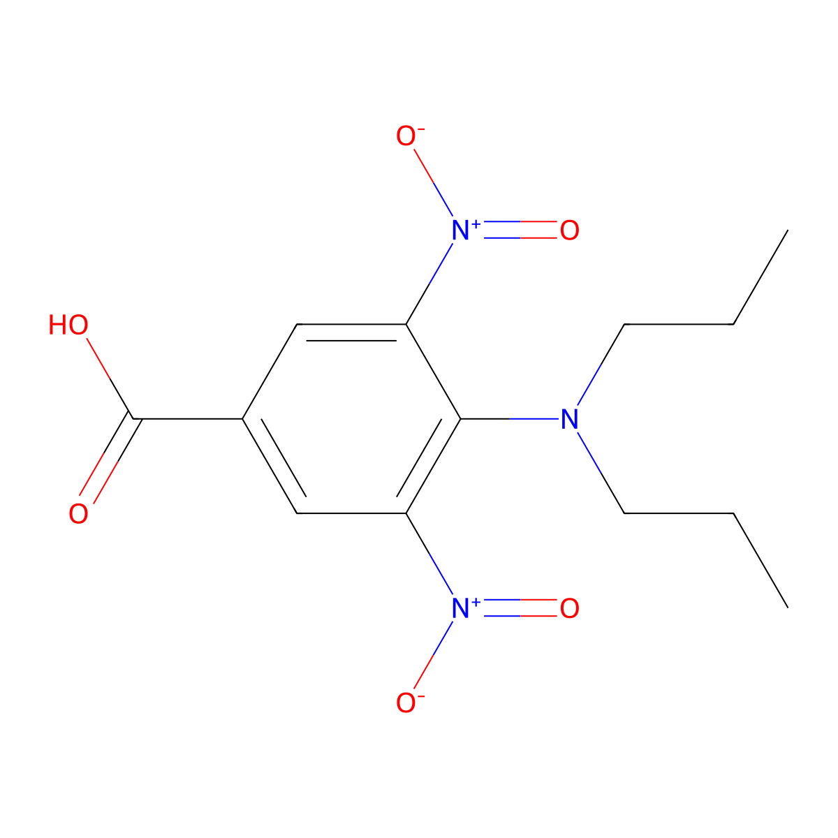 Benzoic acid, 4-(dipropylamino)-3,5-dinitro- molecular structure, CAS 2347-38-8