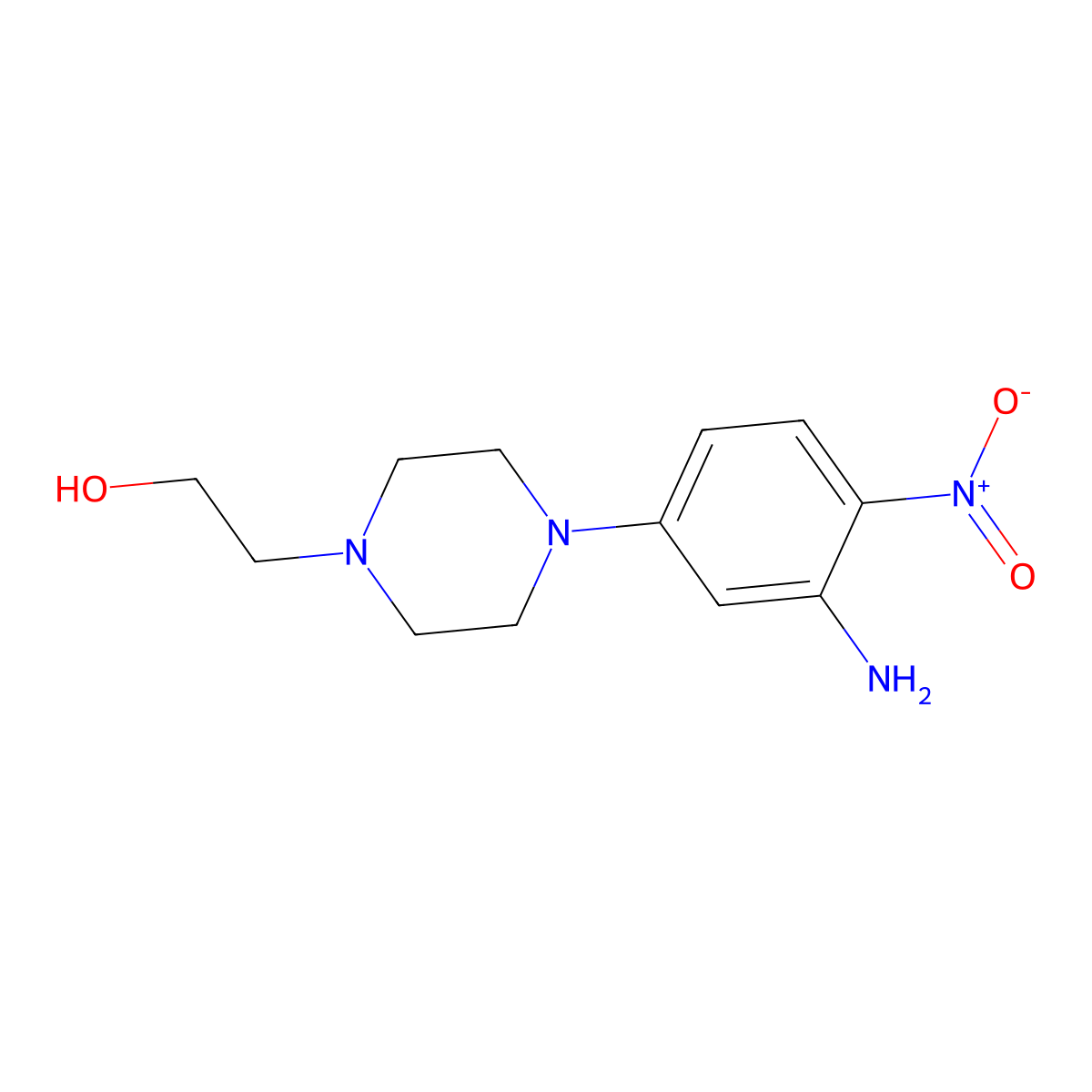 2-[4-(3-Amino-4-nitrophenyl)piperazin-1-yl]ethan-1-ol molecular structure, CAS 23470-44-2