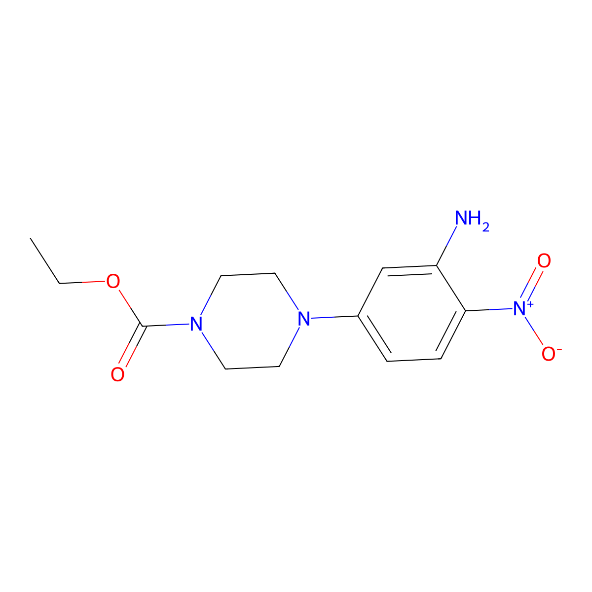 Ethyl 4-(3-amino-4-nitrophenyl)piperazine-1-carboxylate molecular structure, CAS 23470-45-3