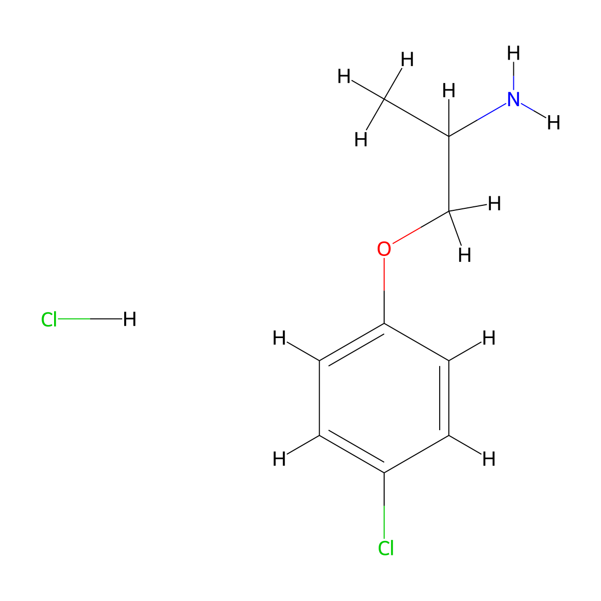 1-(4-Chlorophenoxy)propan-2-amine hydrochloride molecular structure, CAS 23471-46-7