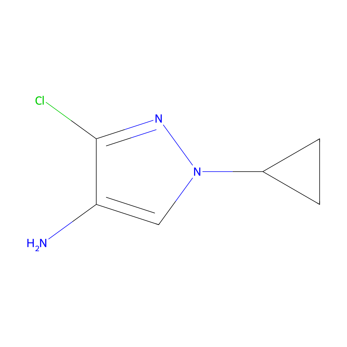 3-Chloro-1-cyclopropyl-1H-pyrazol-4-amine molecular structure, CAS 2347373-91-3