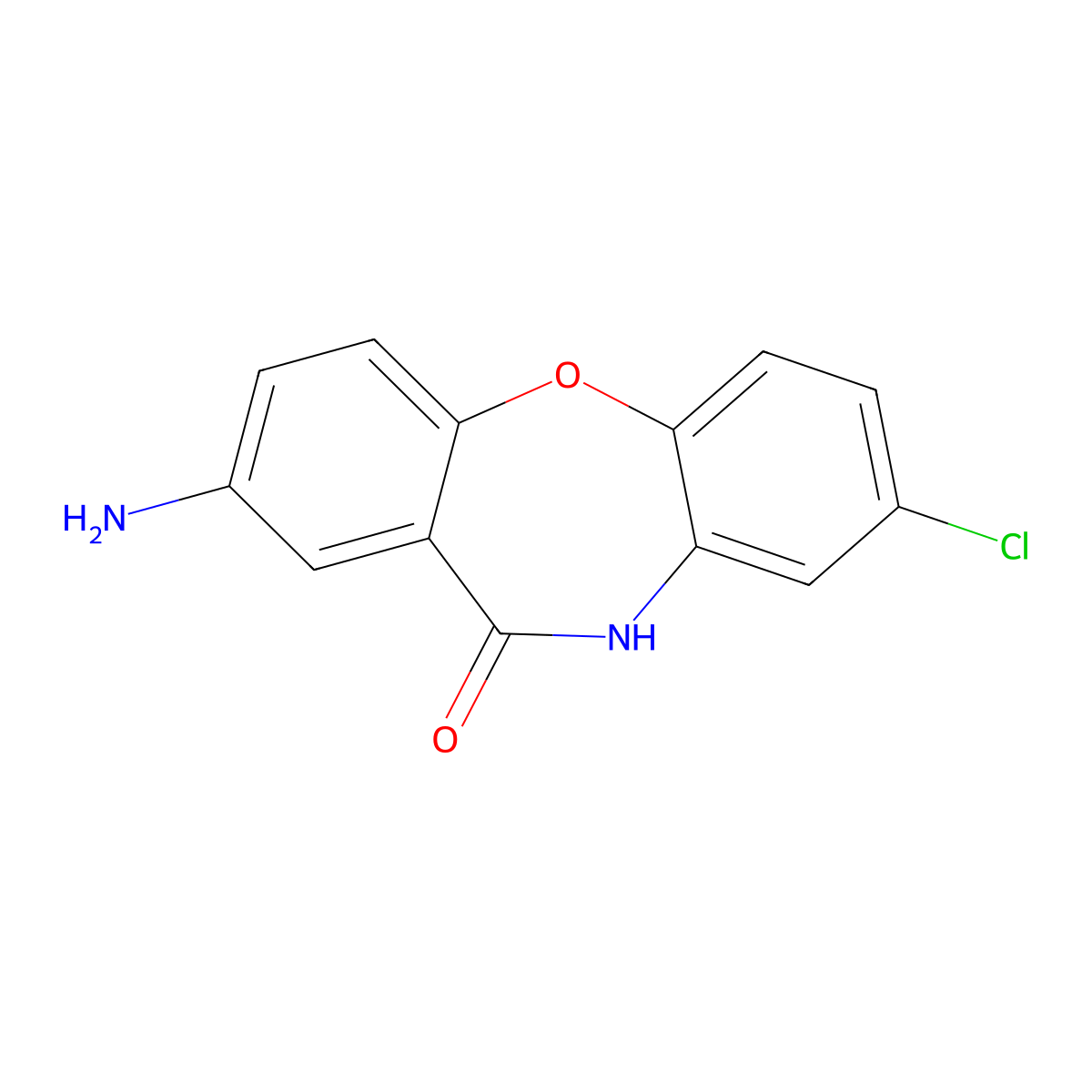 2-amino-8-chlorodibenzo[b,f][1,4]oxazepin-11(10H)-one molecular structure, CAS 23474-55-7