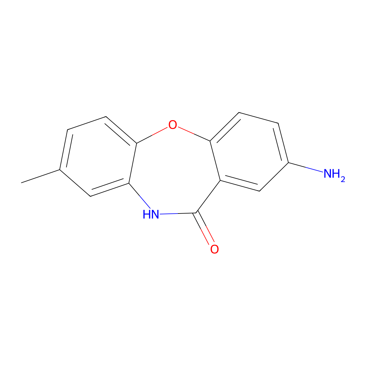 2-amino-8-methyldibenzo[b,f][1,4]oxazepin-11(10H)-one molecular structure, CAS 23474-59-1