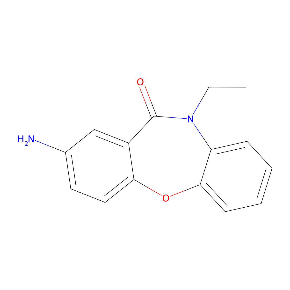 2-amino-10-ethyldibenzo[b,f][1,4]oxazepin-11(10H)-one molecular structure, CAS 23474-61-5