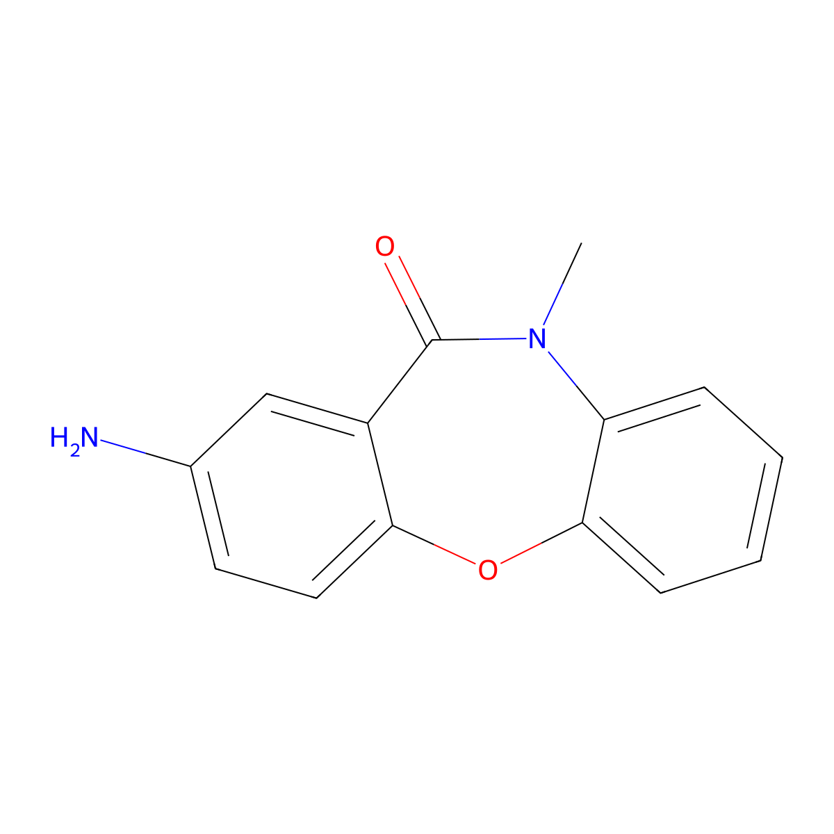 2-Amino-10-methyl-dibenz(b,f)(1,4)oxazepin-11-(10H)-one molecular structure, CAS 23474-62-6