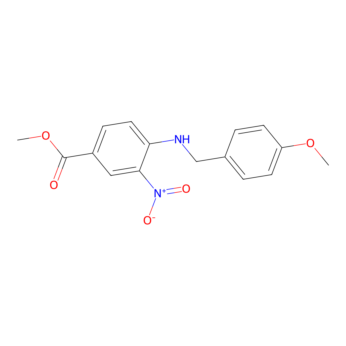 Methyl 4-{[(4-methoxyphenyl)methyl]amino}-3-nitrobenzoate molecular structure, CAS 234751-03-2