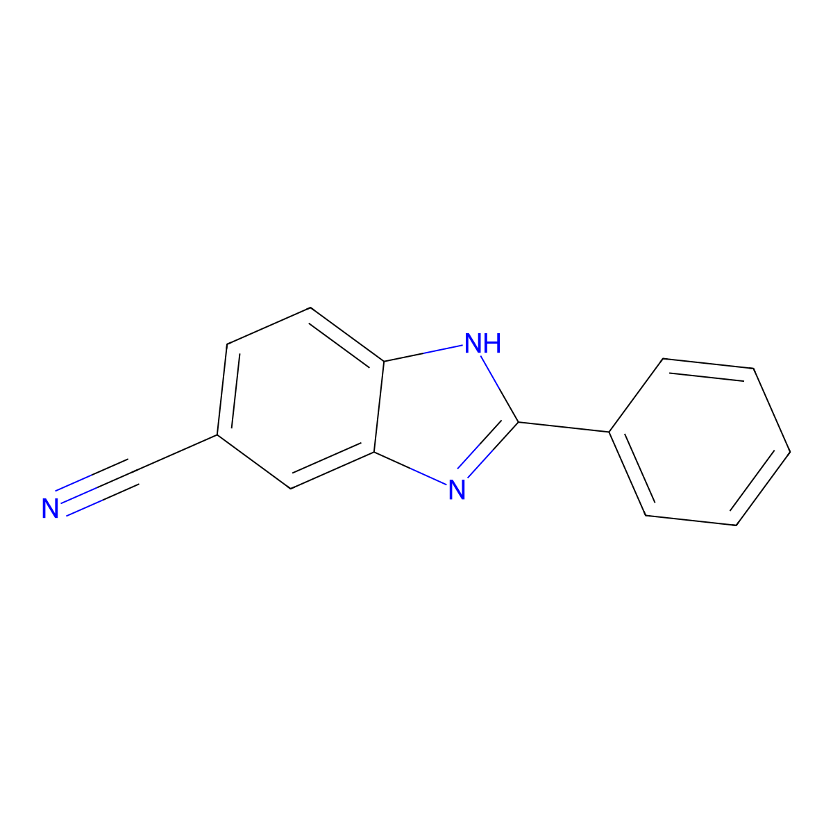 2-phenyl-1H-1,3-benzodiazole-5-carbonitrile molecular structure, CAS 23476-81-5