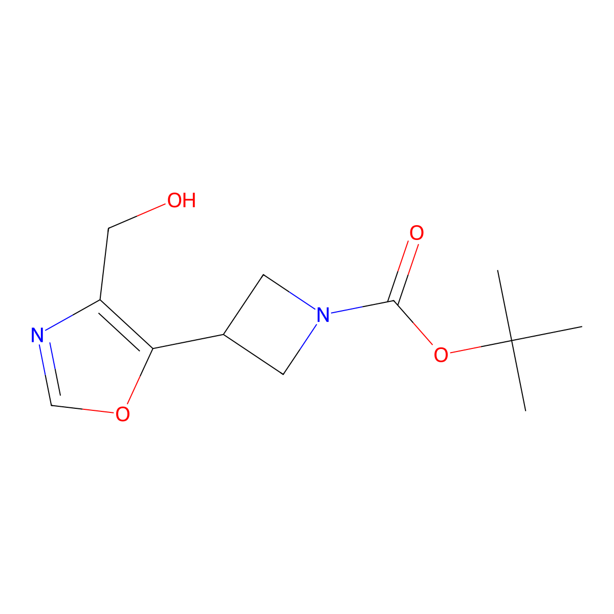 Tert-butyl 3-[4-(hydroxymethyl)-1,3-oxazol-5-yl]azetidine-1-carboxylate molecular structure, CAS 2347638-24-6
