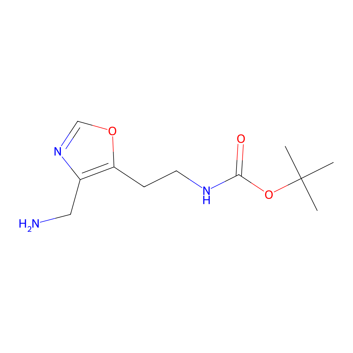 tert-butyl N-{2-[4-(aminomethyl)-1,3-oxazol-5-yl]ethyl}carbamate molecular structure, CAS 2347638-53-1