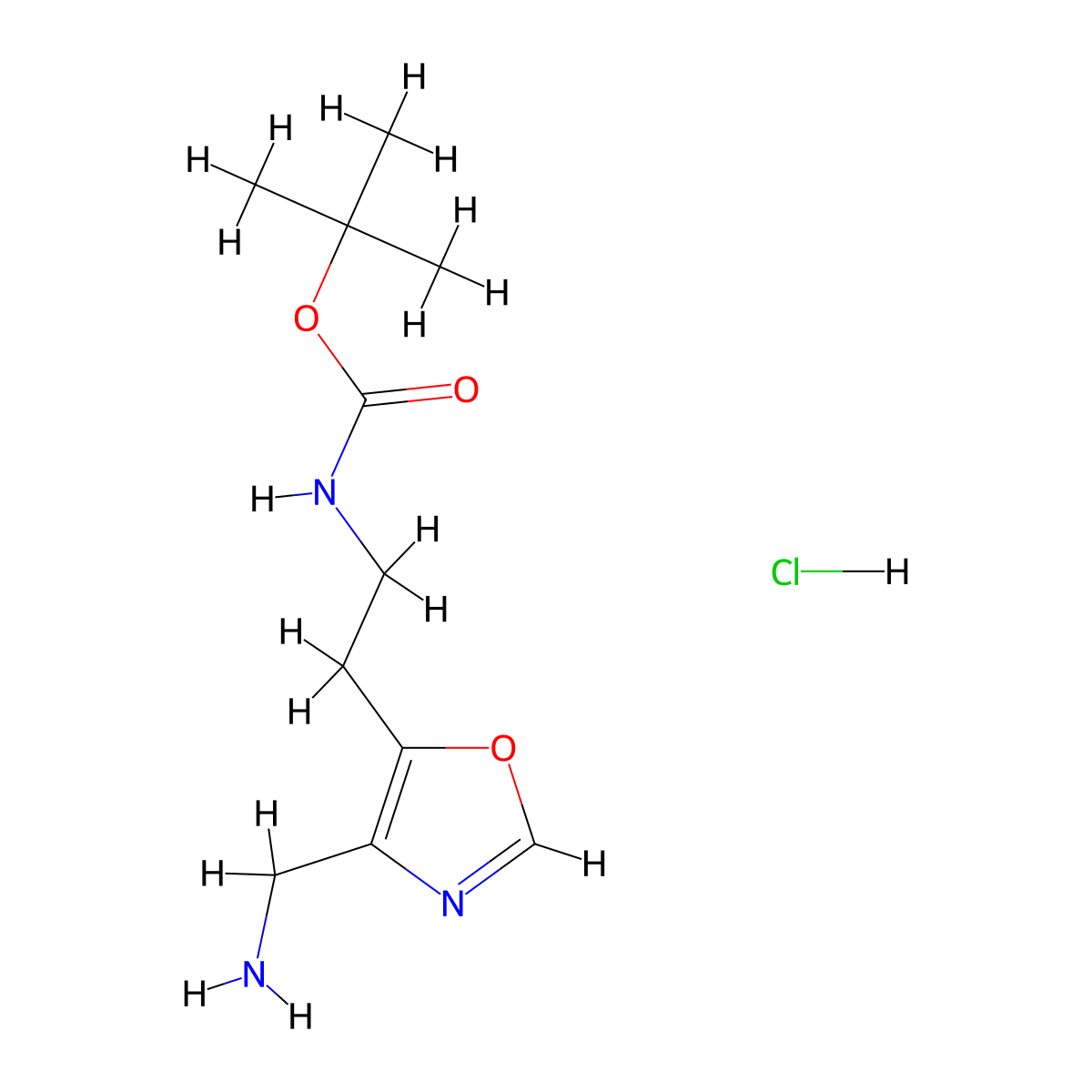 tert-butylN-{2-[4-(aminomethyl)-1,3-oxazol-5-yl]ethyl}carbamatehydrochloride molecular structure, CAS 2347638-54-2