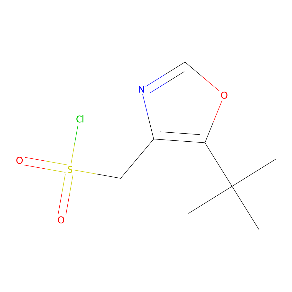 (5-Tert-butyl-1,3-oxazol-4-yl)methanesulfonyl chloride molecular structure, CAS 2347638-86-0