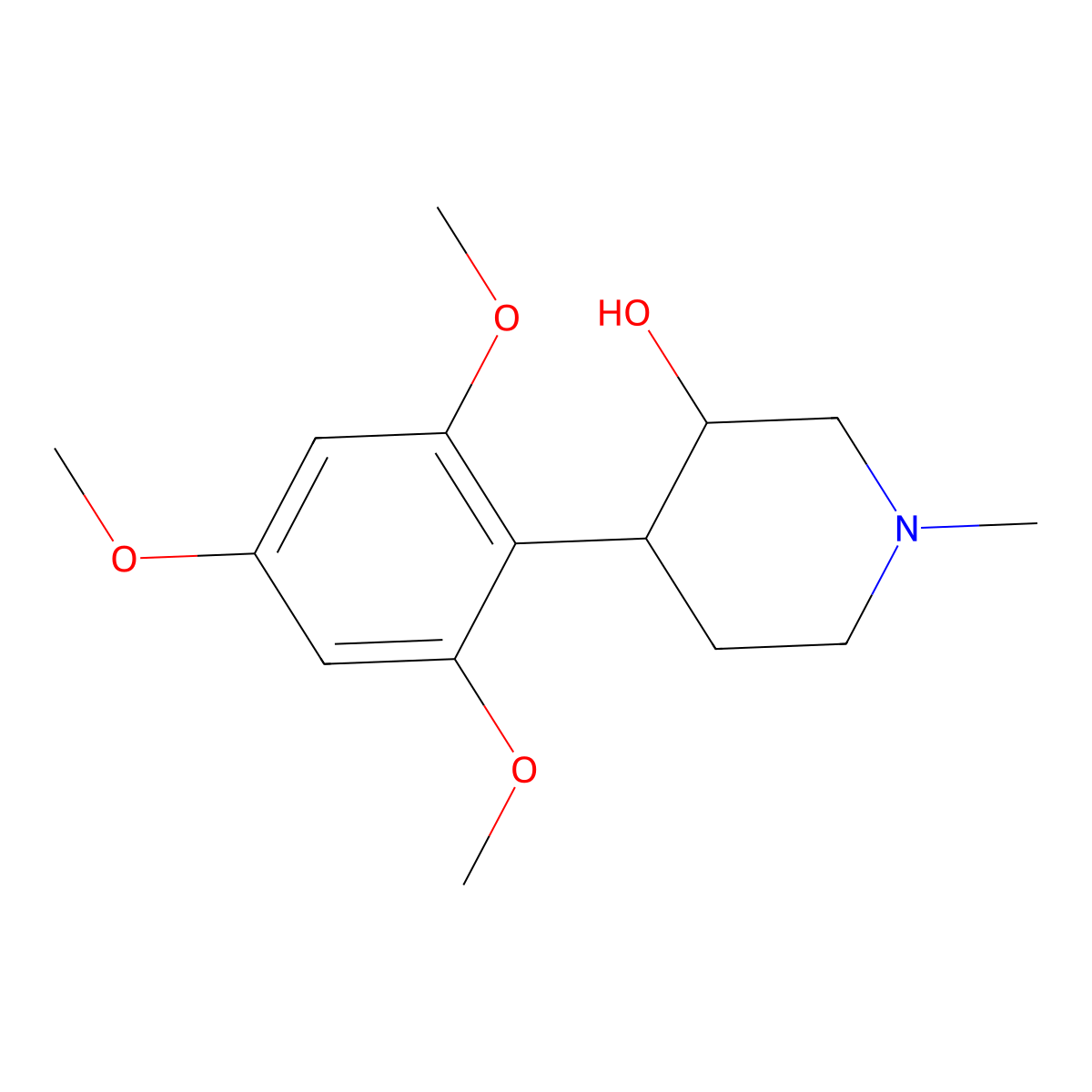 1-Methyl-4-(2,4,6-trimethoxyphenyl)piperidin-3-ol molecular structure, CAS 234771-34-7