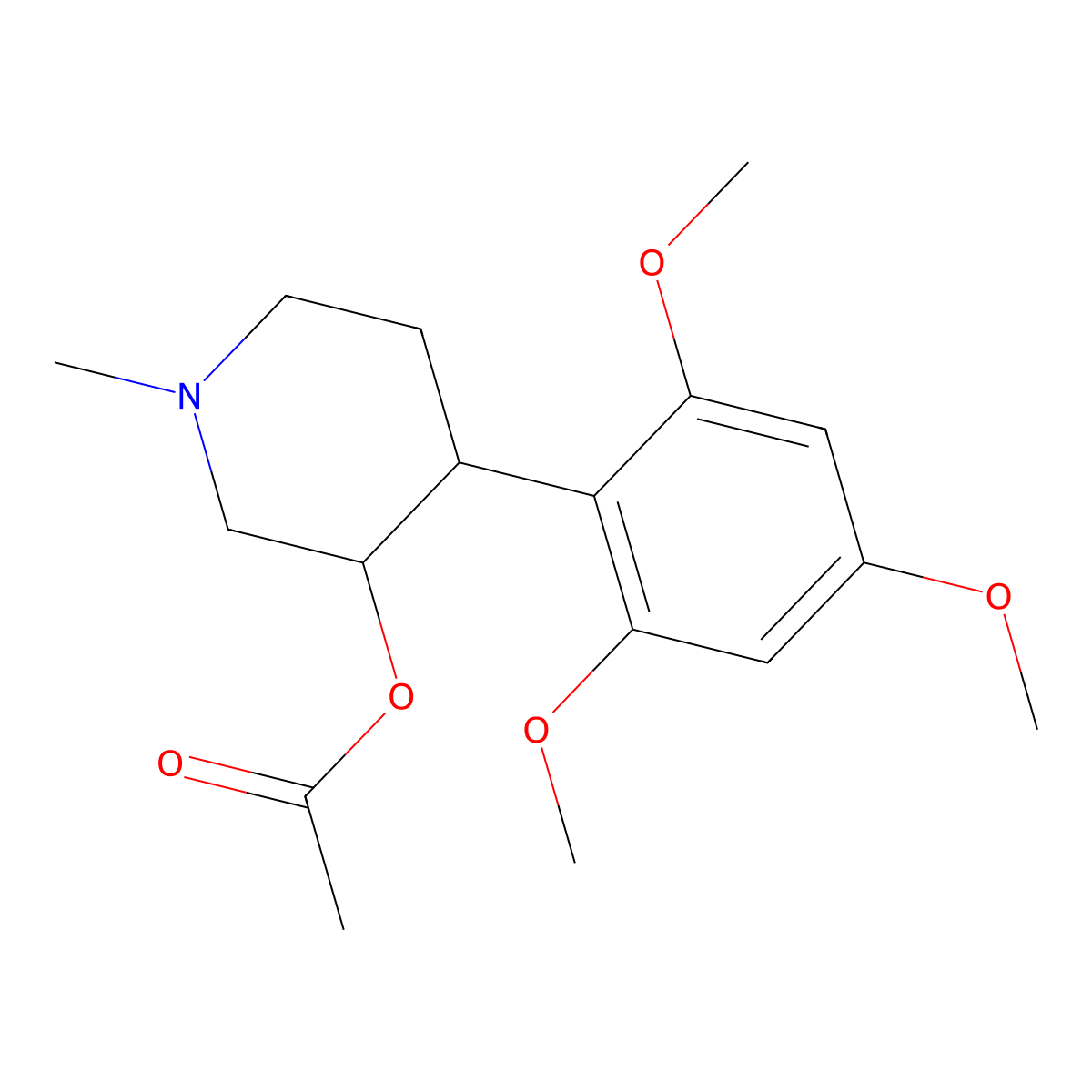 1-Methyl-4-(2,4,6-trimethoxyphenyl)piperidin-3-yl acetate molecular structure, CAS 234771-36-9