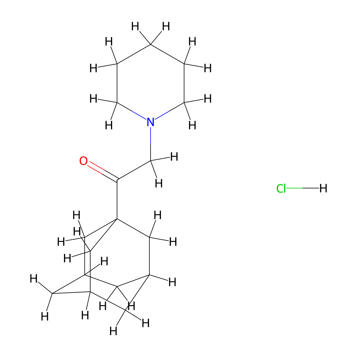 Ketone, 1-adamantyl piperidinomethyl, hydrochloride molecular structure, CAS 23479-47-2
