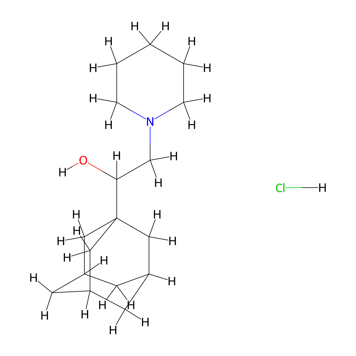 1-Piperidineethanol, alpha-1-adamantyl-, hydrochloride molecular structure, CAS 23479-48-3